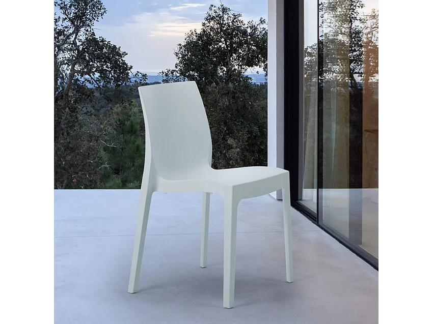22 Silla de cocina Apilable de Polipropileno Rome Grand Soleil - Blanco