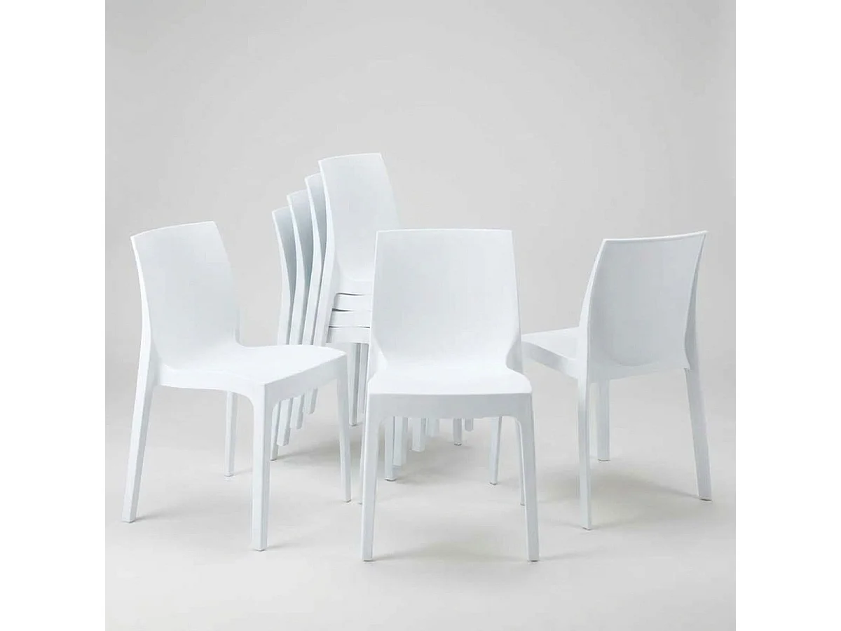 Lot de 22 Chaises Rome Grand Soleil en polypropylène empilables pour bar et café Stock - Blanc