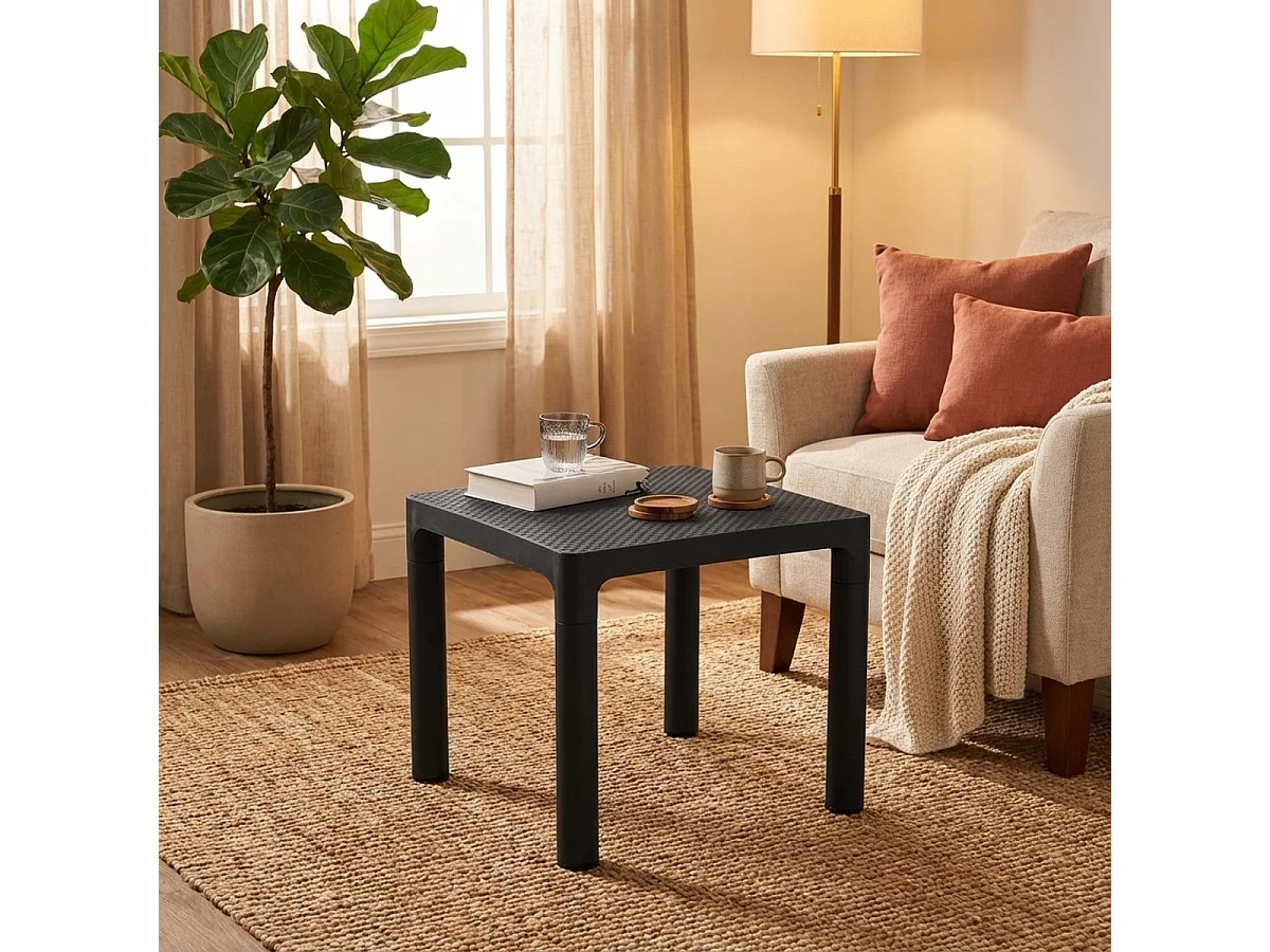 Table basse 45x45 pour café bar jardin intérieur extérieur Aviat - Noir