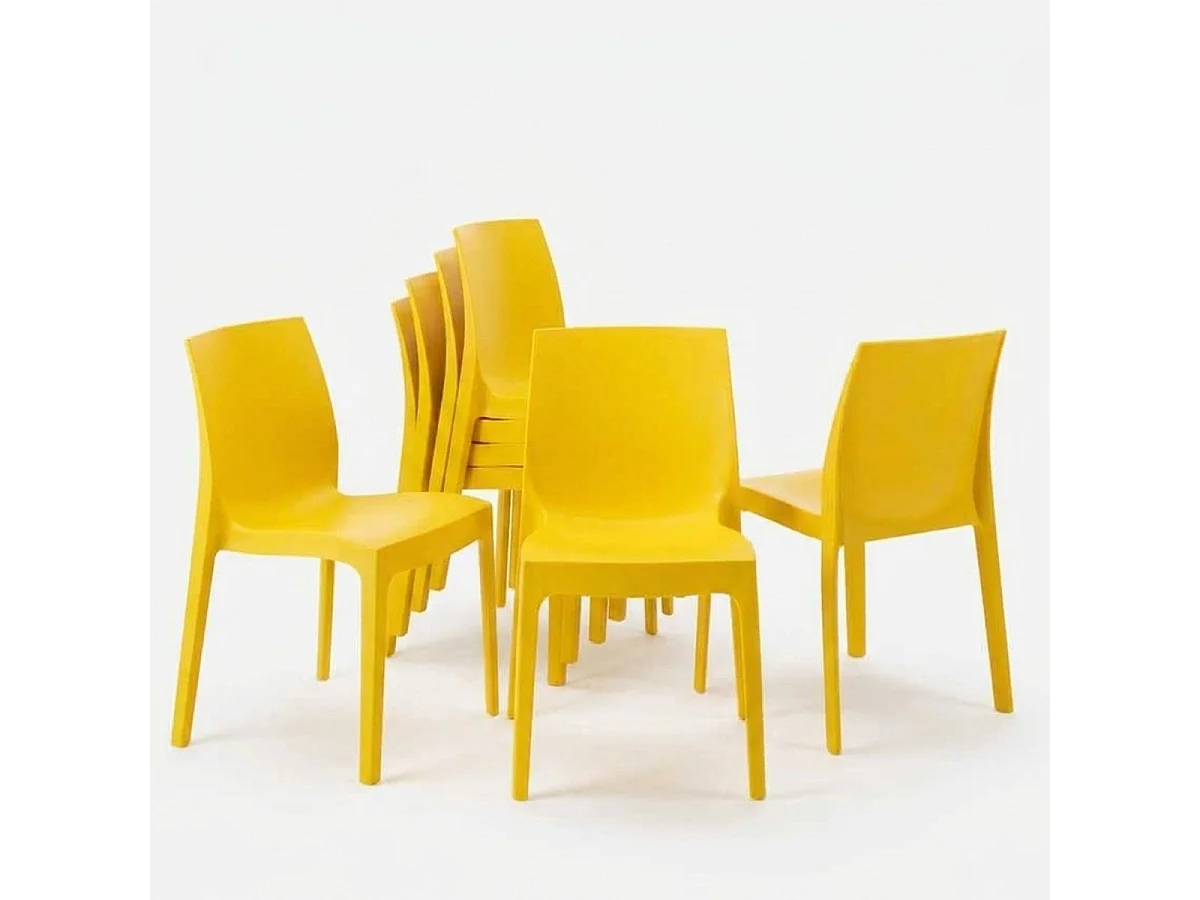 Lot de 22 Chaises Rome Grand Soleil en polypropylène empilables pour bar et café Stock - Jaune