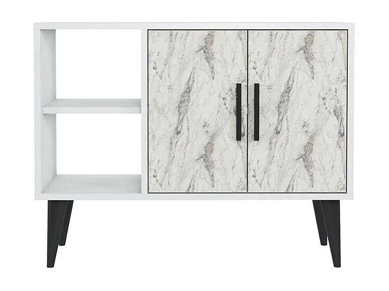 Mueble zapatero blanco moderno para recibidor y salón 90x35x70cm Arizona - Efecto mármol blanco