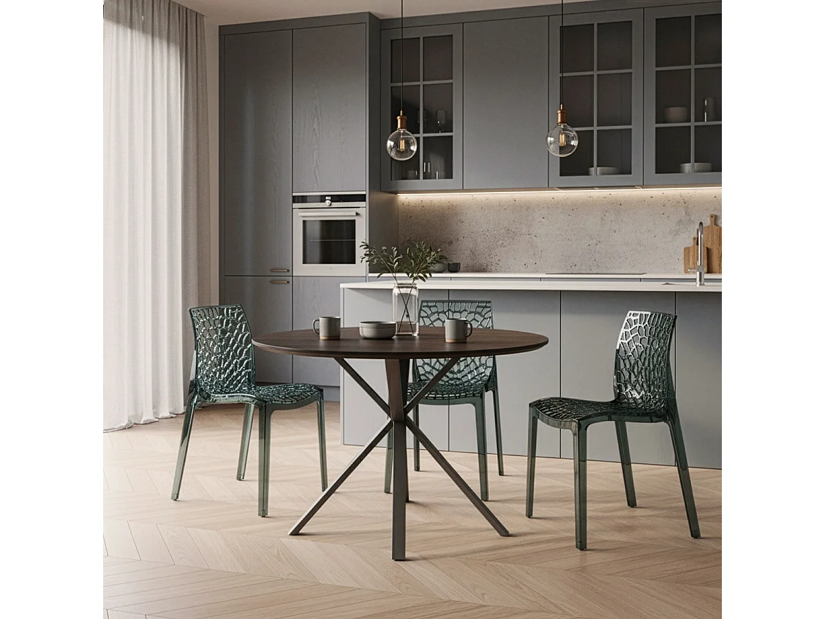 16 Silla de cocina o de comedor de Policarbonato Transparente Gruvyer - Gris