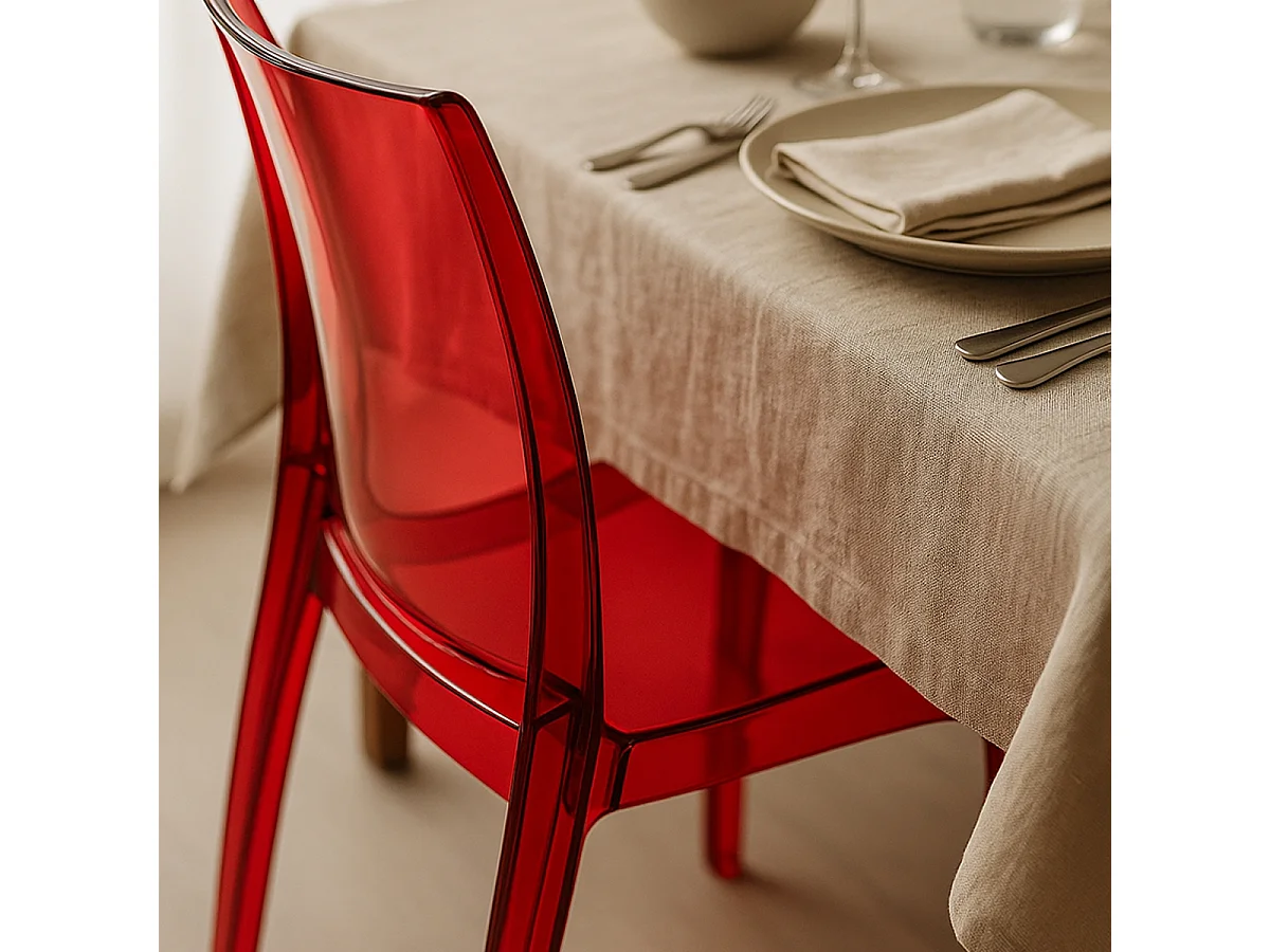 18 Silla de diseño transparente de cocina y comedor Cristal Light - Rojo Transparente