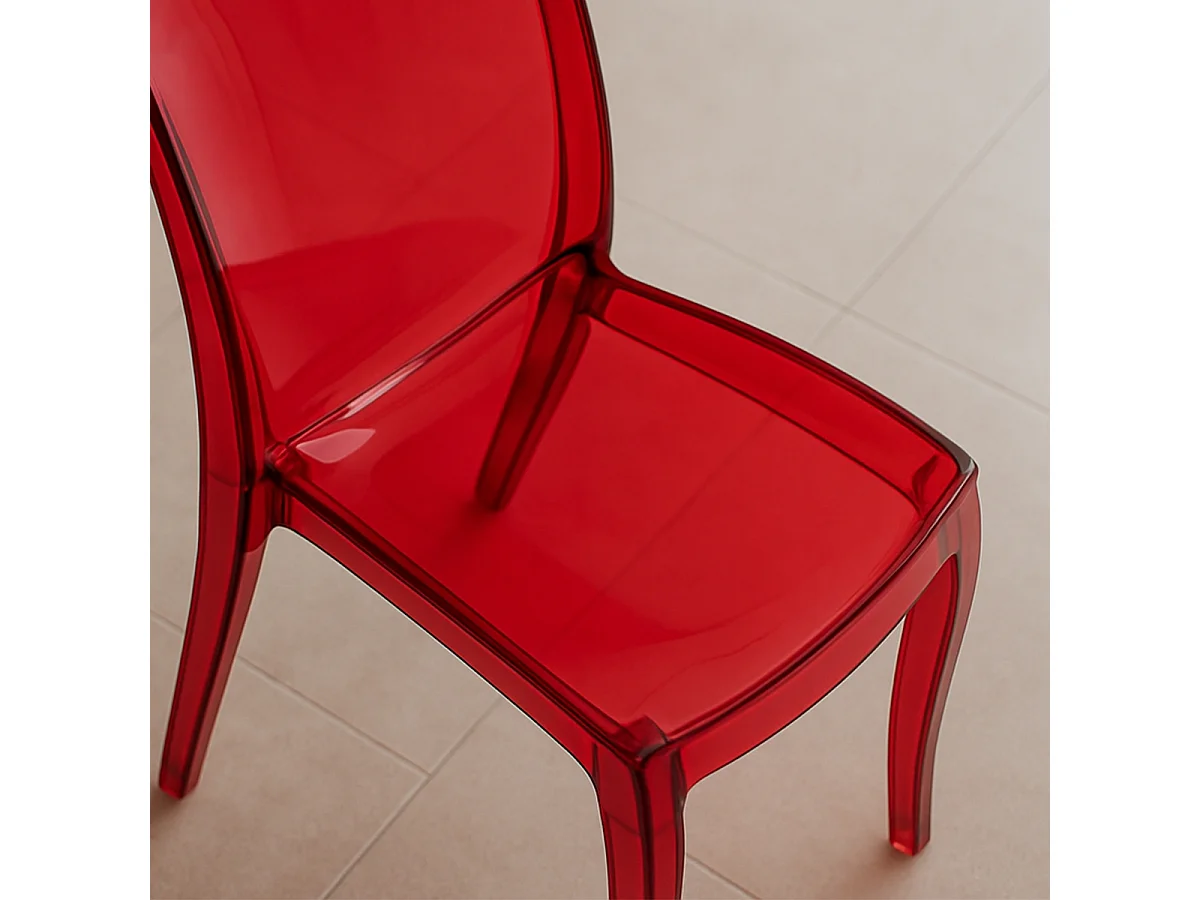 18 Silla de diseño transparente de cocina y comedor Cristal Light - Rojo Transparente