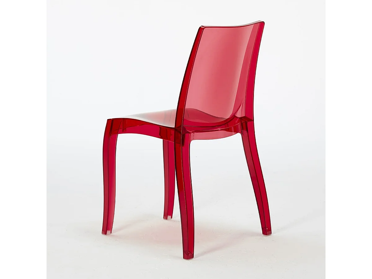 18 Silla de diseño transparente de cocina y comedor Cristal Light Stock - Rojo Transparente