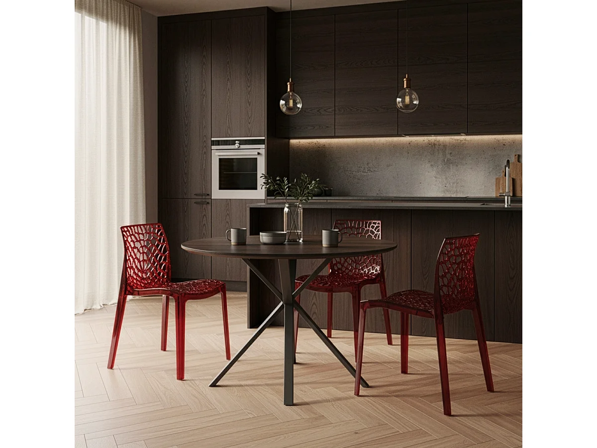 16 Silla de cocina o de comedor de Policarbonato Transparente Gruvyer - Rojo Transparente