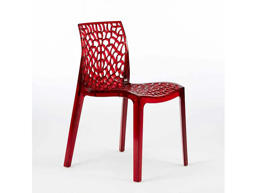 16 Chaises Gruvyer Grand Soleil bar promo stock - Rouge transparent
