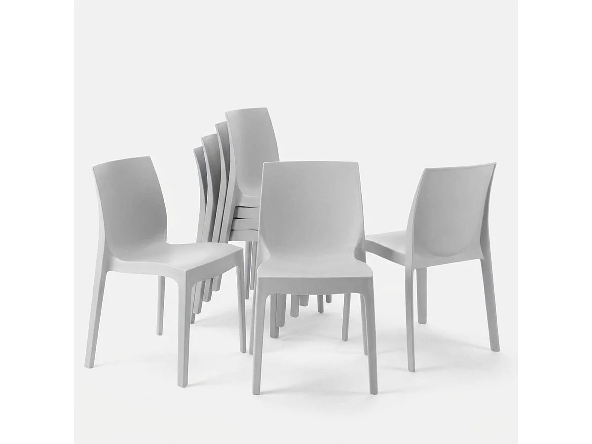 Lot de 22 Chaises Rome Grand Soleil en polypropylène empilables pour bar et café Stock - Gris