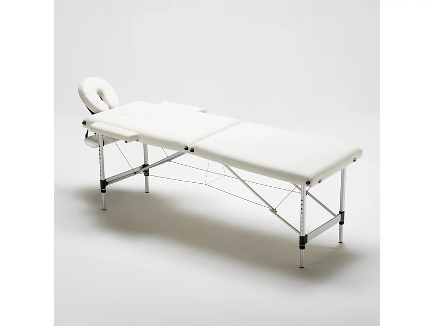 Aluminium Klappbar Massageliege Tragbar 2-Zonen 210 cm Shiatsu - Weiß