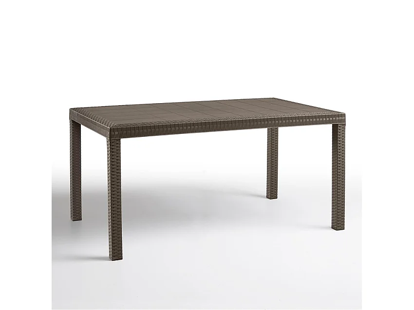 Gartentisch im Freien 150x90cm aus Rattan-Polypropylen Houston - Braun