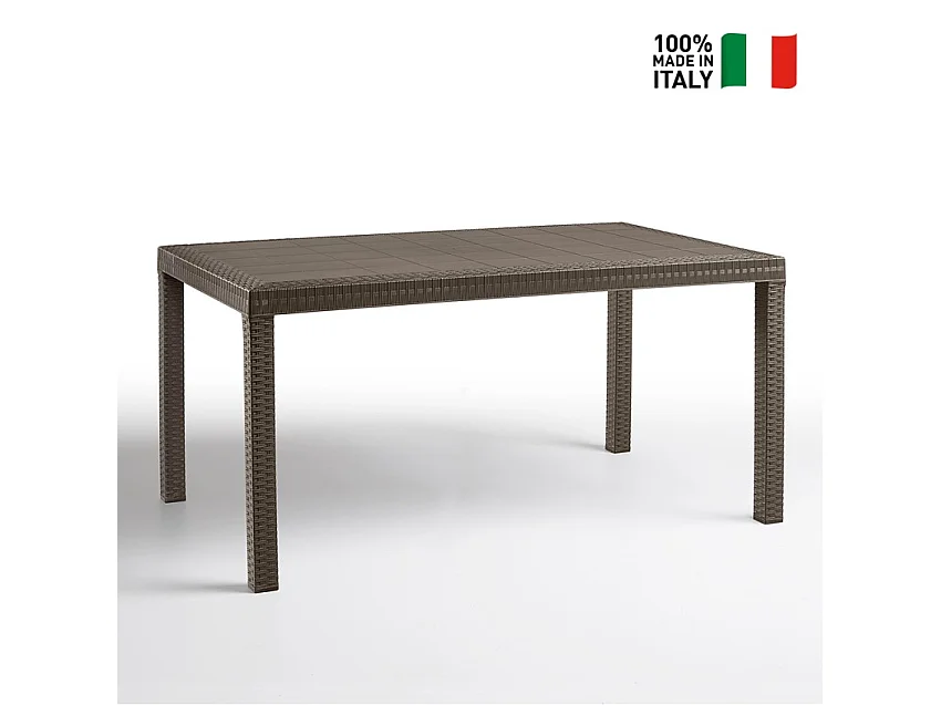 Gartentisch im Freien 150x90cm aus Rattan-Polypropylen Houston - Braun