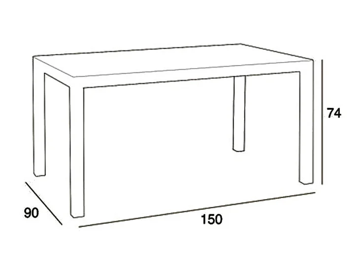 Gartentisch im Freien 150x90cm aus Rattan-Polypropylen Houston - Braun