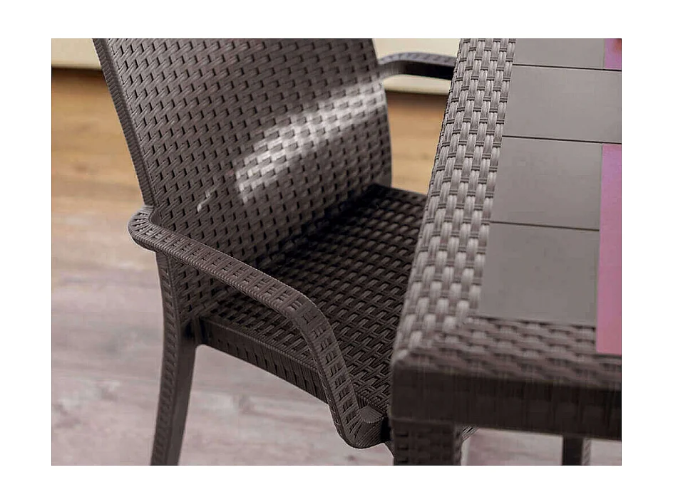 Gartentisch im Freien 150x90cm aus Rattan-Polypropylen Houston - Braun