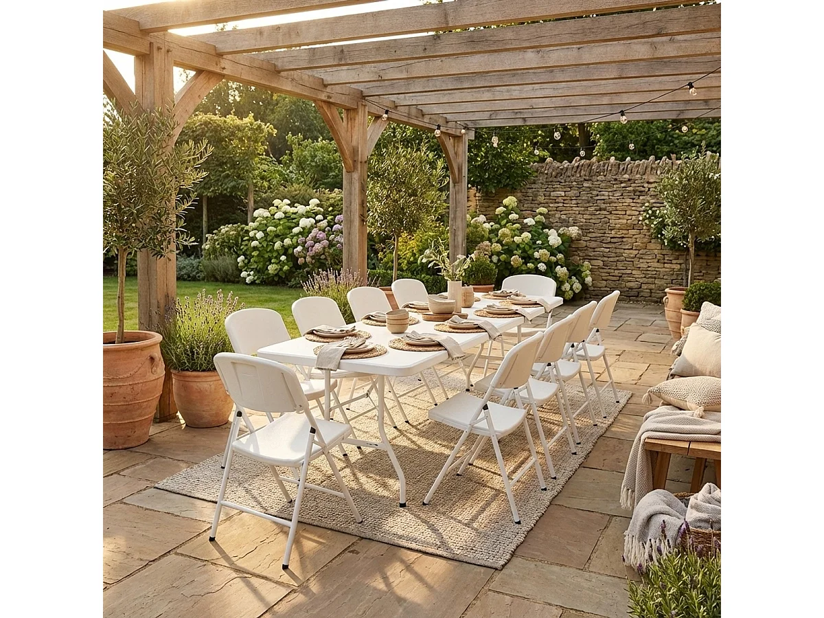 Table pliante rectangulaire 242x76 pour jardin et camping MULHACEN