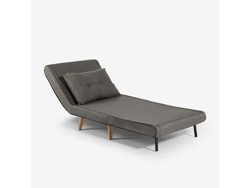 Set divano letto 2 posti scandinavo + poltrona pieghevole Sienna - Grigio Scuro