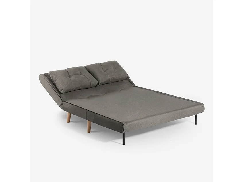 Set divano letto 2 posti scandinavo + poltrona pieghevole Sienna - Grigio Scuro