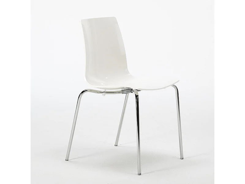 Lollipop Grand Soleil conjunto de 12 sillas con patas de acero Stock - Blanco