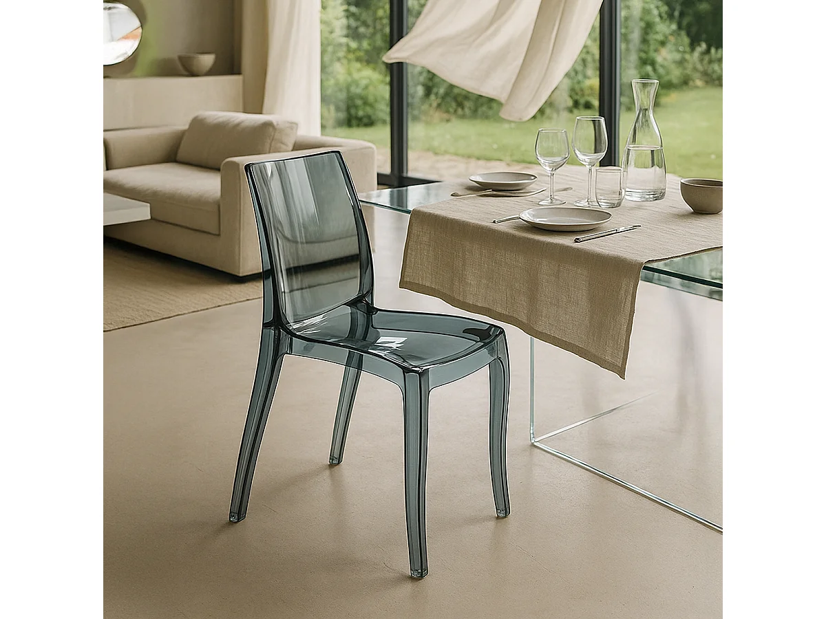 18 Silla de diseño transparente de cocina y comedor Cristal Light - Transparente Antracita Negro