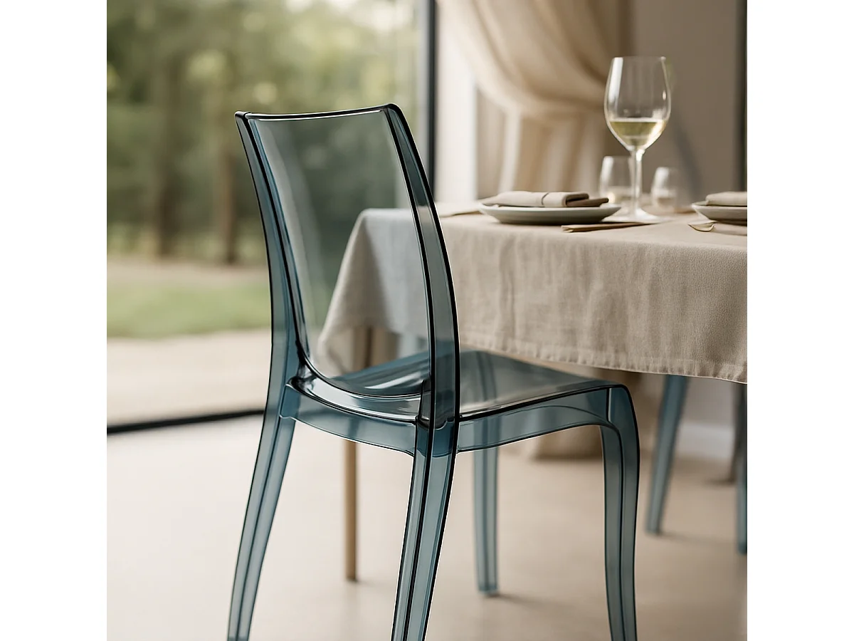 18 Silla de diseño transparente de cocina y comedor Cristal Light Stock - Transparente Antracita Negro