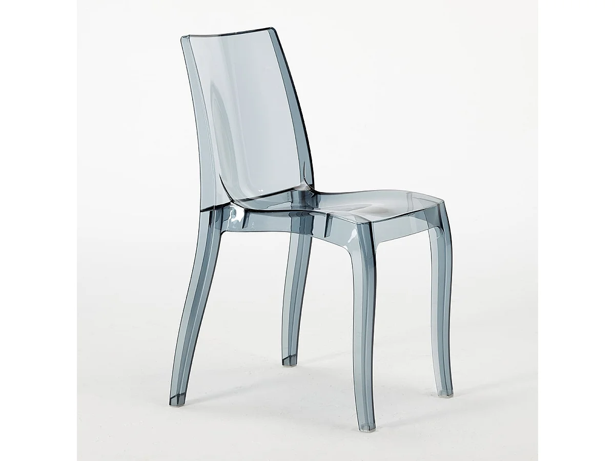 18 Silla de diseño transparente de cocina y comedor Cristal Light Stock - Transparente Antracita Negro