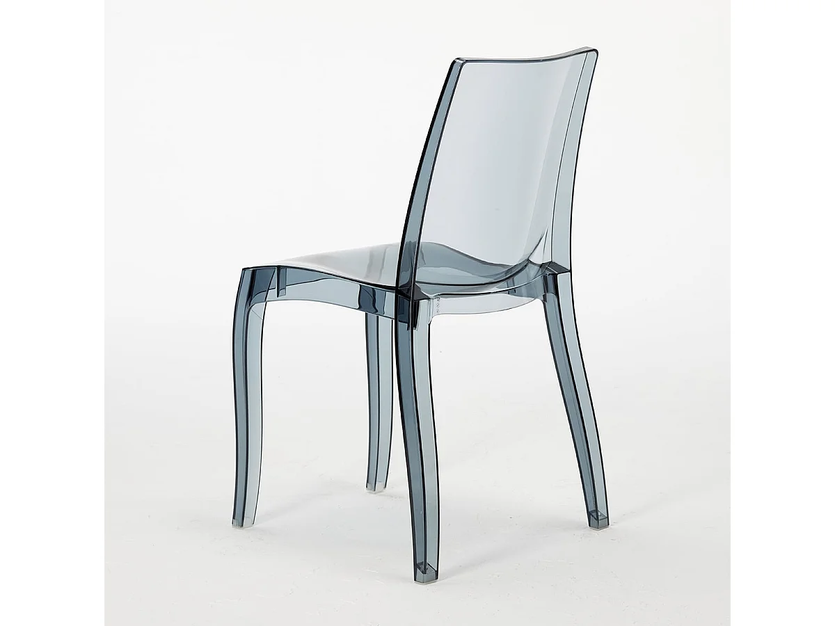 18 Silla de diseño transparente de cocina y comedor Cristal Light Stock - Transparente Antracita Negro