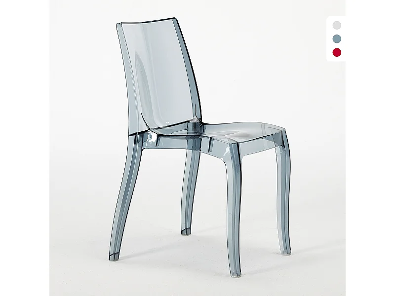 18 Silla de diseño transparente de cocina y comedor Cristal Light - Transparente Antracita Negro