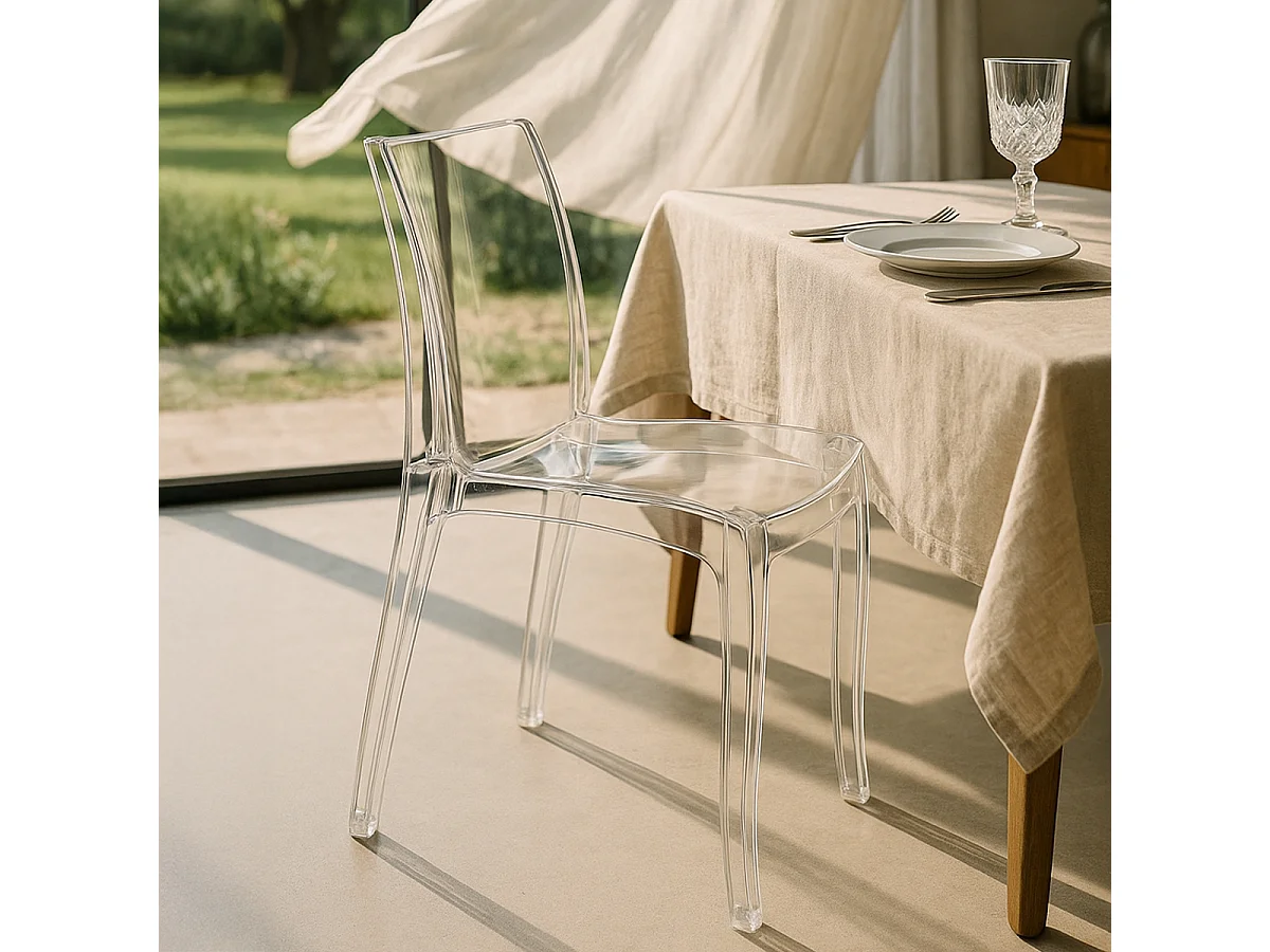 18 Silla de diseño transparente de cocina y comedor Cristal Light Stock - Transparente