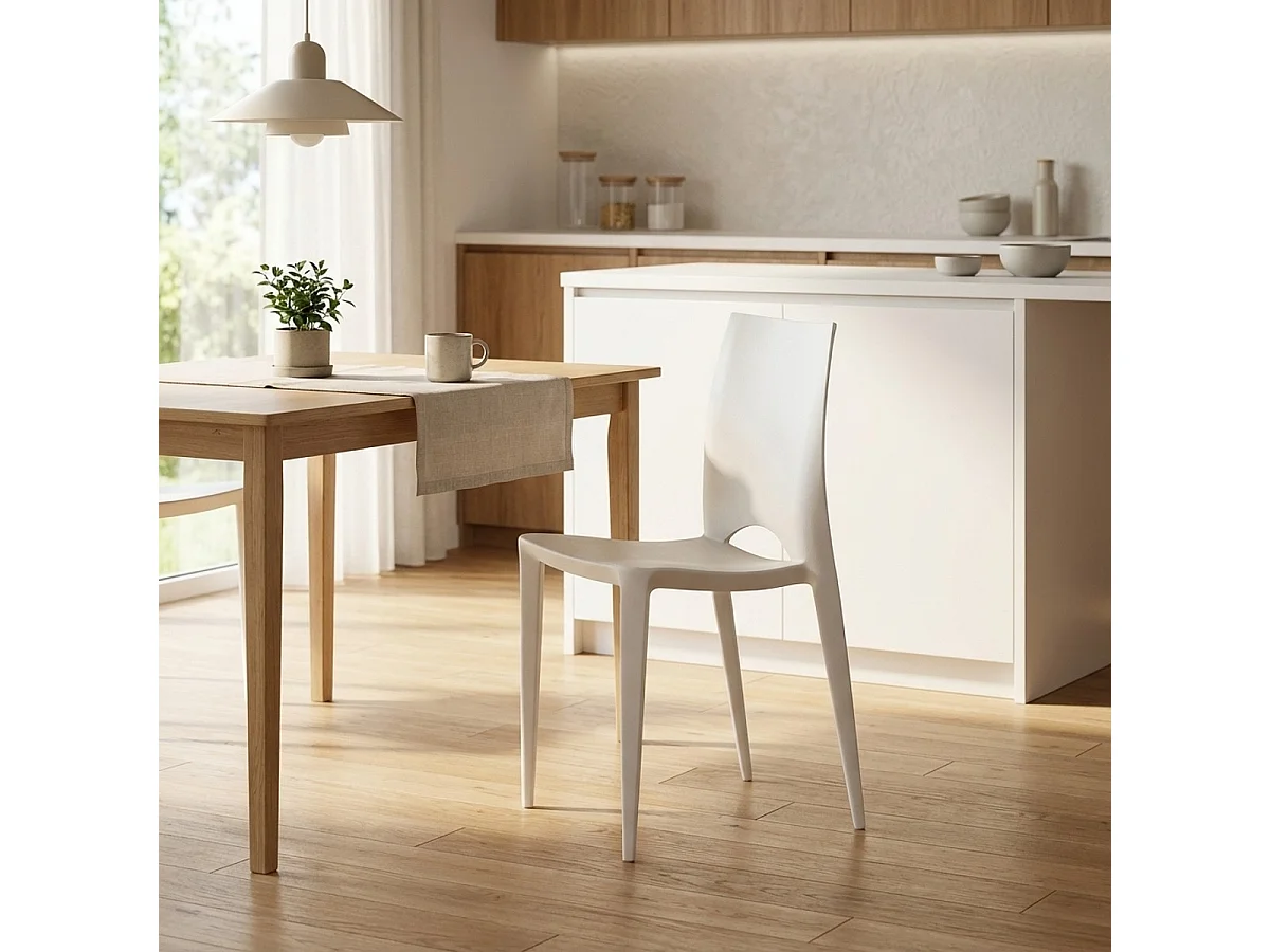 Stock 20 Sillas Coloreadas Diseño Moderno Hotel Bar Restaurante Exterior Color - Blanco