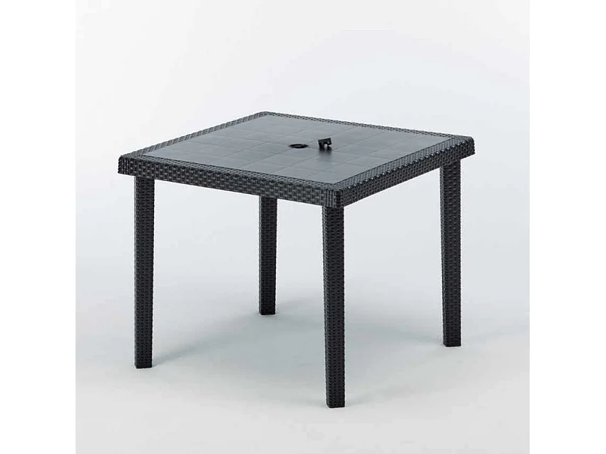 Grand Soleil Boheme Quadratischer Poly-Rattan-Garten-Bartisch 90x90 - Schwarz
