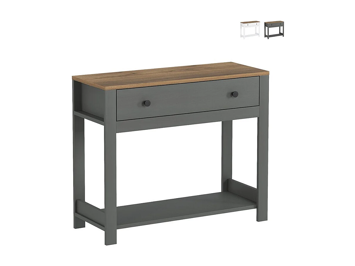 Mobile consolle ingresso bianco nero stile classico con cassetto Corlay - Nero