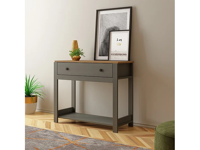 Mobile consolle ingresso bianco nero stile classico con cassetto Corlay - Nero