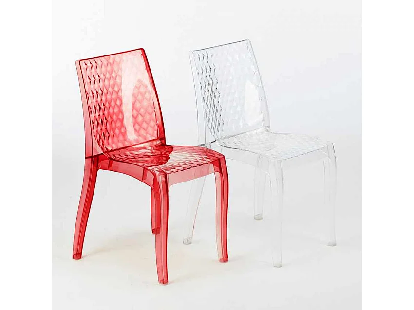 18 Sillas Hypnotic Grand Soleil cafetería transparentes oferta stock bar restaurante - Rojo Transparente