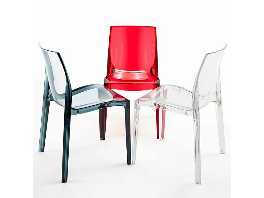 16 Silla Femme Fatale Grand Soleil transparentes Oferta Stock Bar Restaurante - Rojo Transparente