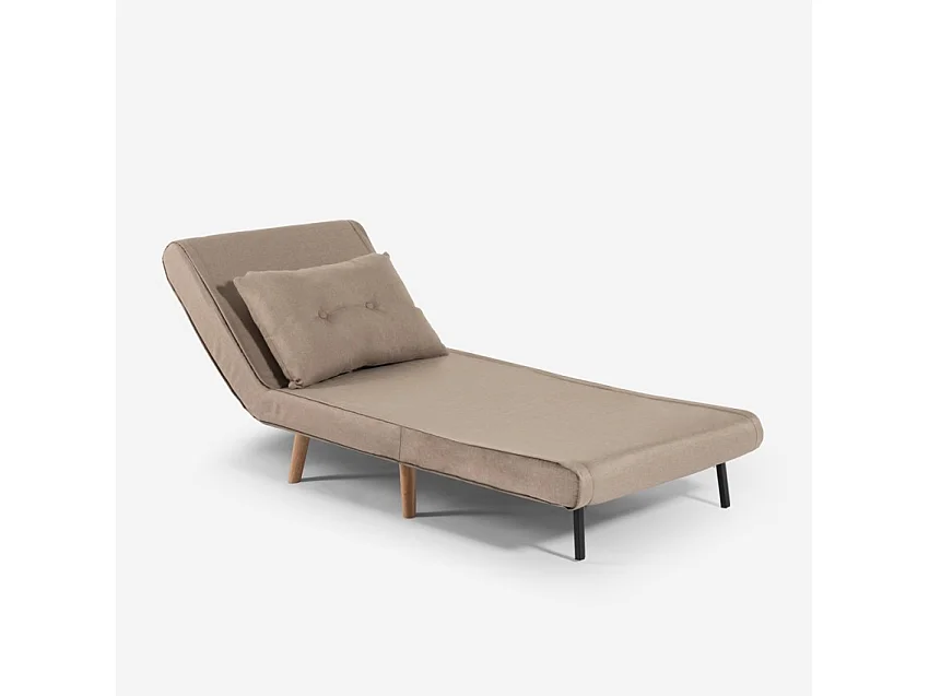 Set divano letto 2 posti scandinavo + poltrona pieghevole Sienna - Beige