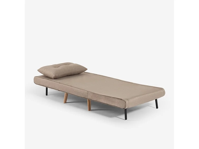 Set divano letto 2 posti scandinavo + poltrona pieghevole Sienna - Beige