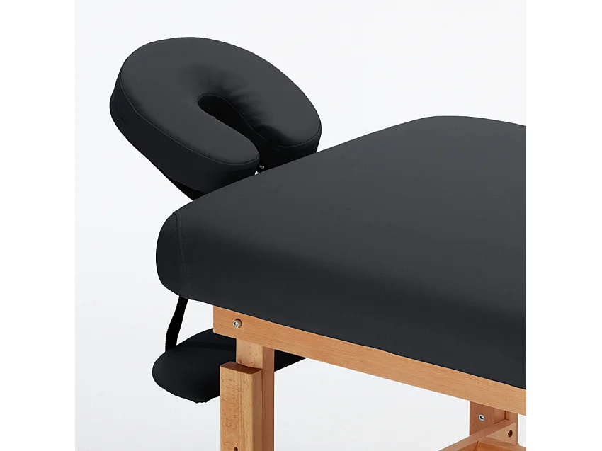 Stationäre Profi-Massageliege Holz 2 Zonen 225 cm Comfort - Schwarz