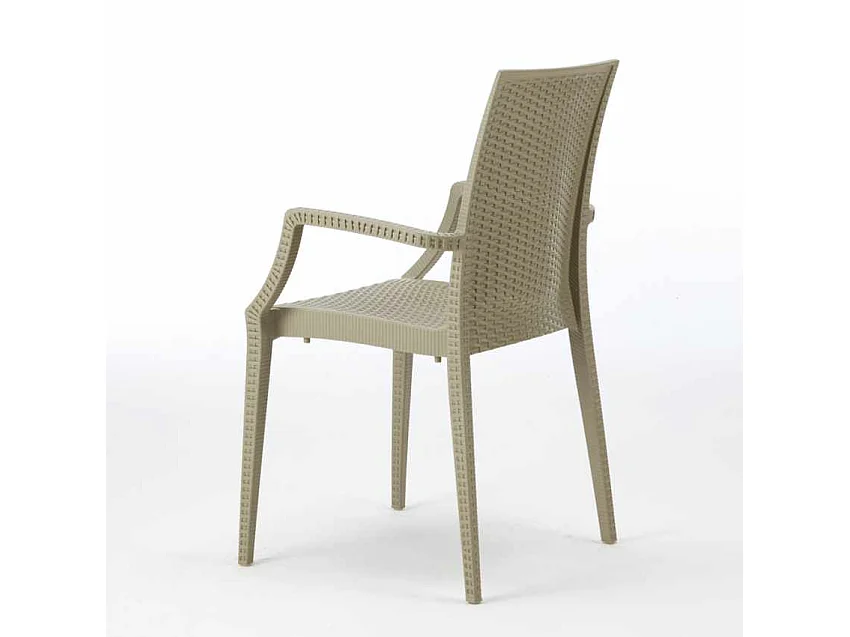 20 Sedie poltrone braccioli per bar giardino Poly rattan Bistrot Arm Grand Soleil - Beige