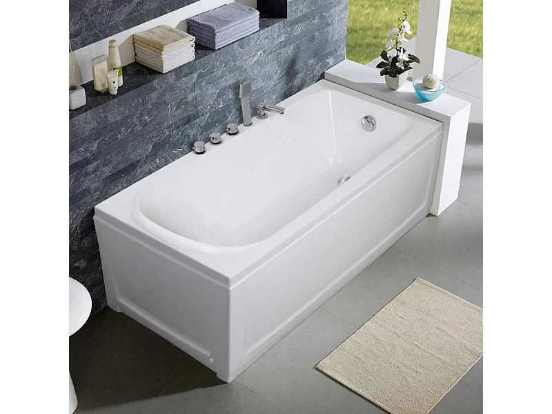 Vasca da Bagno da Incasso in Resina Acrilica con Pannelli in Fiberglass Design Ozone