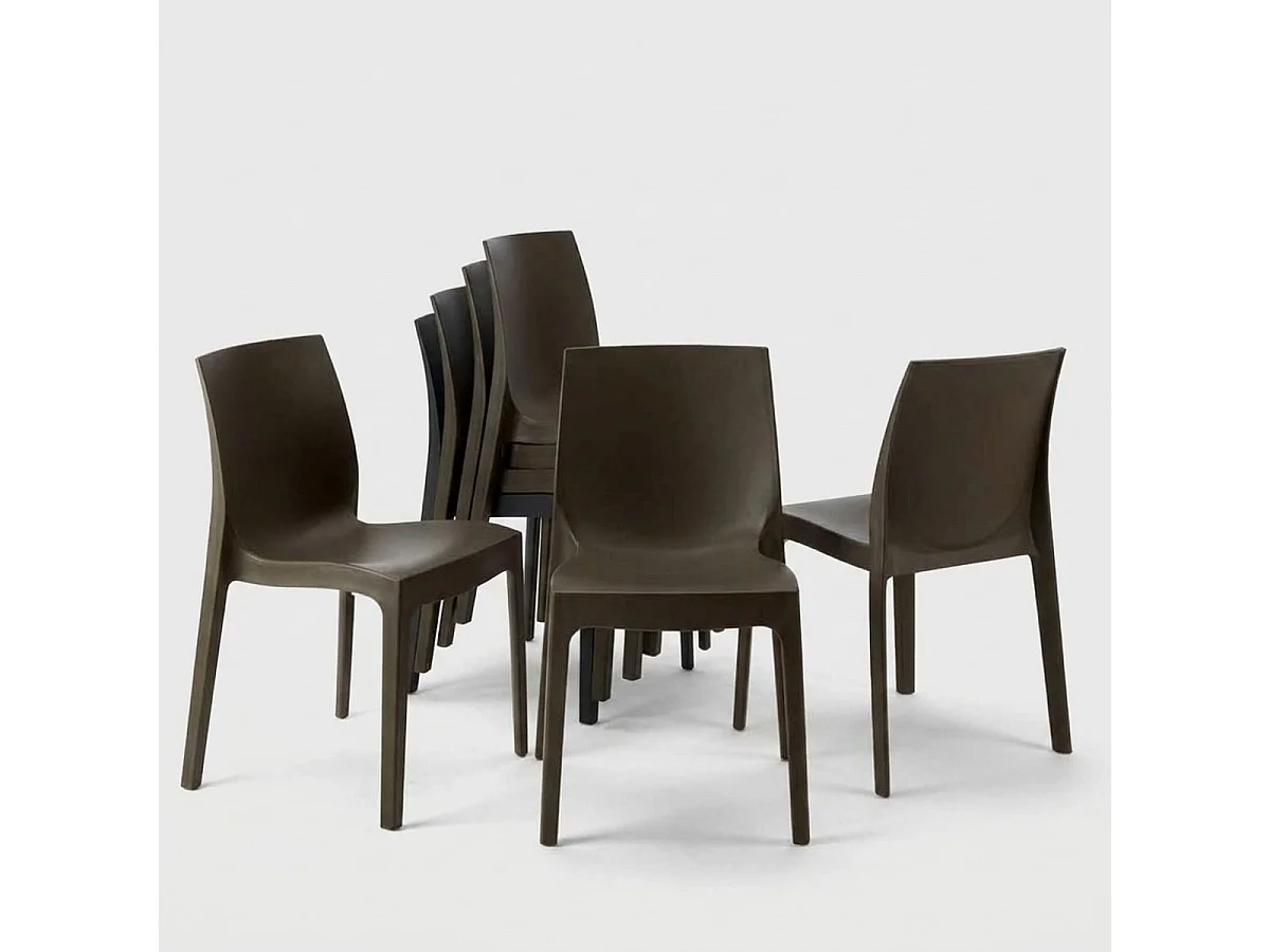 Lot de 22 Chaises Rome Grand Soleil en polypropylène empilables pour bar et café Stock - Marron