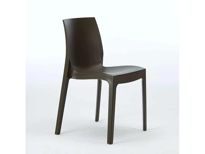 Lot de 22 Chaises Rome Grand Soleil en polypropylène empilables pour bar et café Stock - Marron