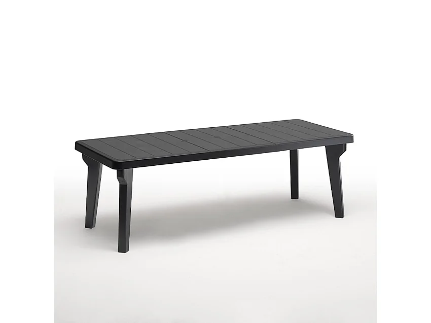 Mesa de jardín extensible 160-220x90 cm de polipropileno Bergen - Negro