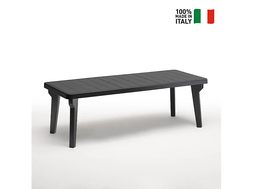 Mesa de jardín extensible 160-220x90 cm de polipropileno Bergen - Negro