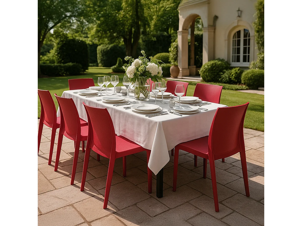 Lot de 22 Chaises Rome Grand Soleil en polypropylène empilables pour bar et café Stock - Rouge