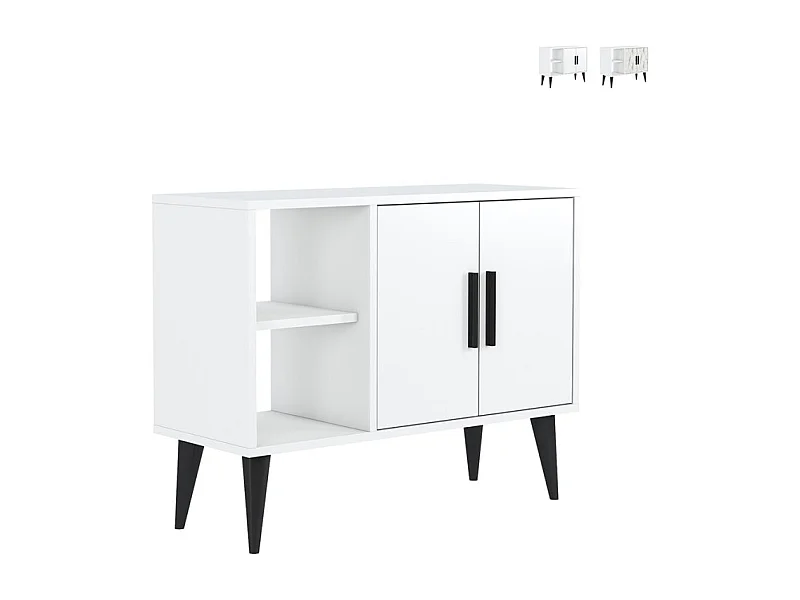Mobiletto scarpiera bianco moderno entrata salotto 90x35x70cm Arizona - Bianco