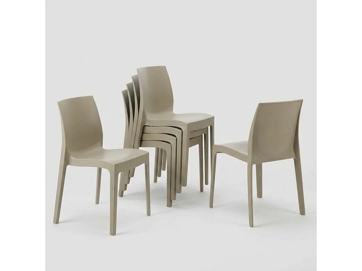 Lot de 22 Chaises Rome Grand Soleil en polypropylène empilables pour bar et café Stock - Beige