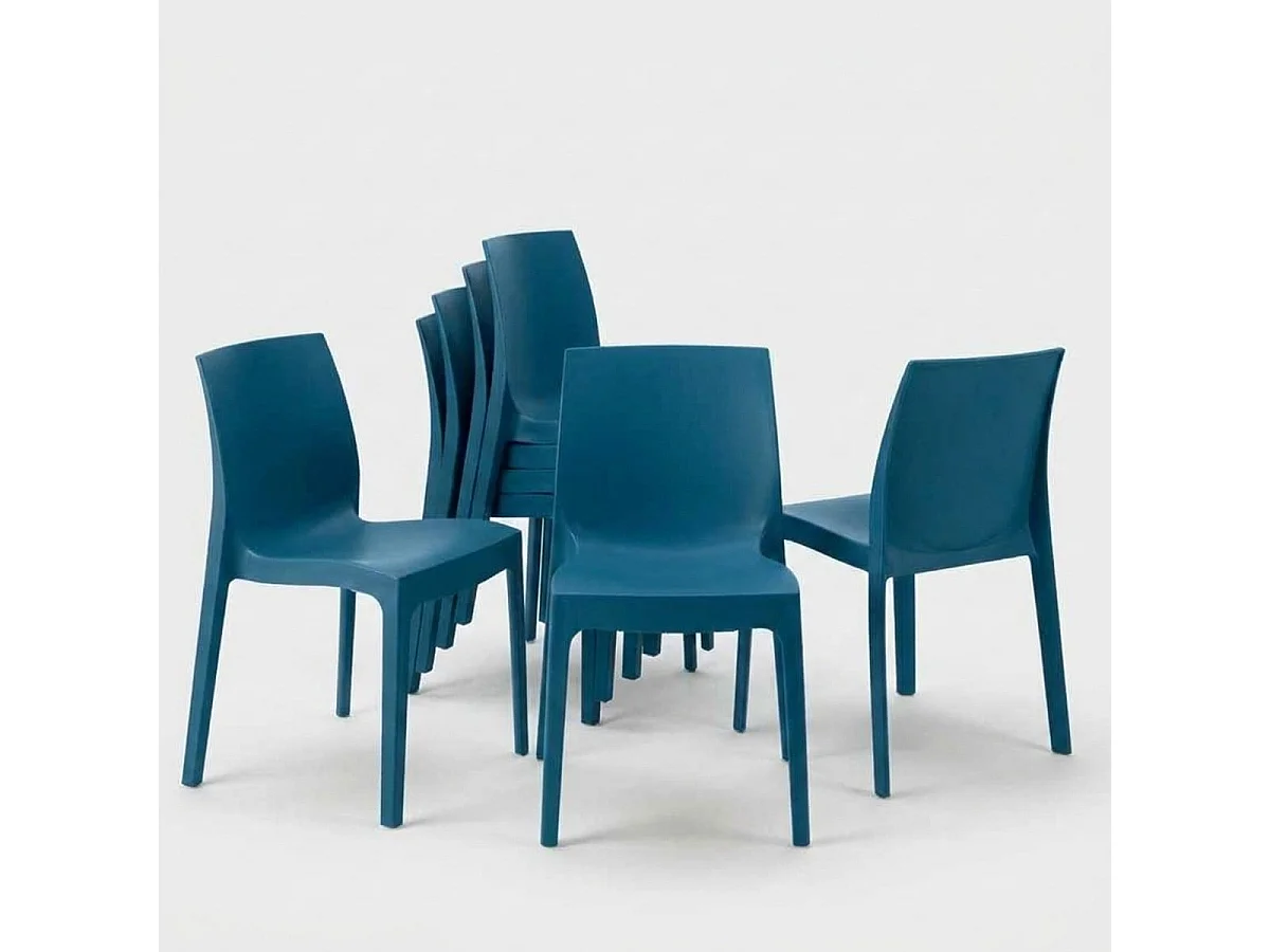 Lot de 22 Chaises Rome Grand Soleil en polypropylène empilables pour bar et café Stock - Bleu