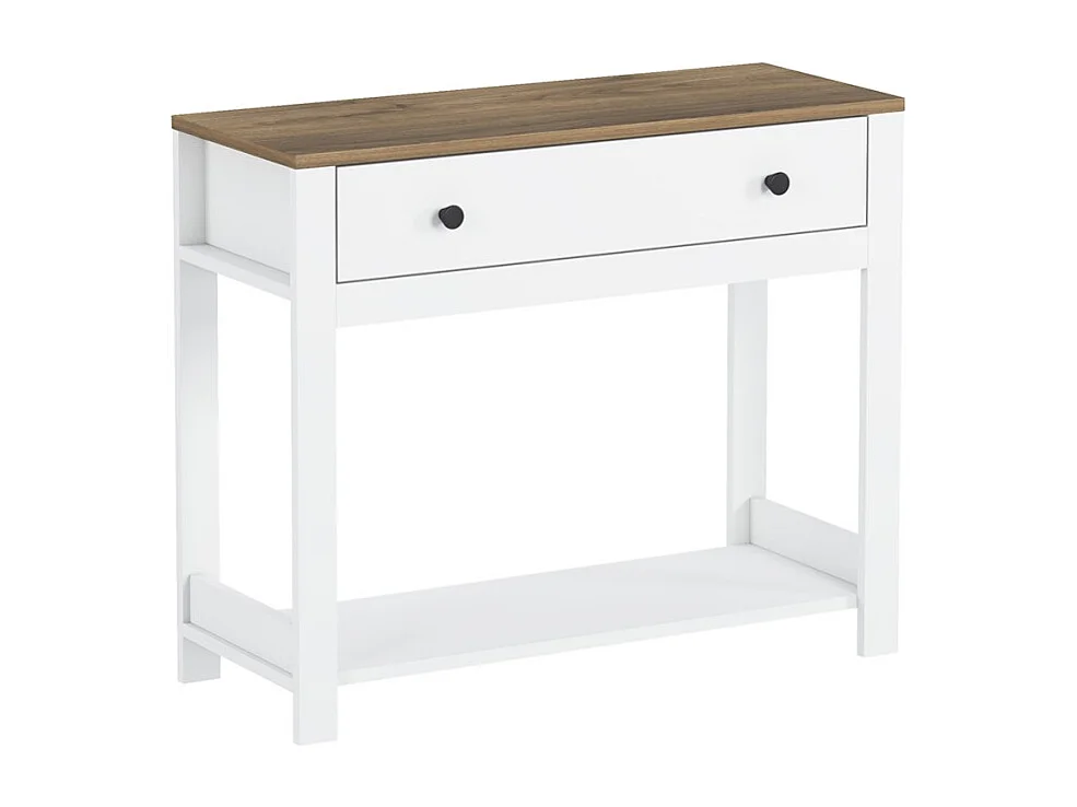 Consola para recibidor color blanco negro estilo clásico con cajón Corlay - Blanco
