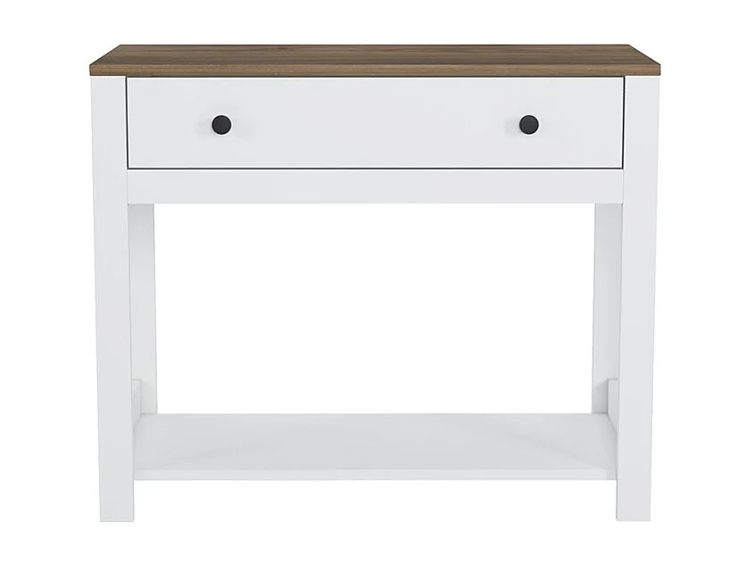 Consola para recibidor color blanco negro estilo clásico con cajón Corlay - Blanco