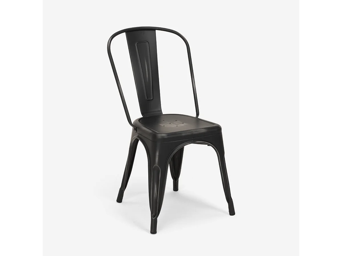 20 sillas diseño industrial metal vintage shabby chic estilo steel old - Negro