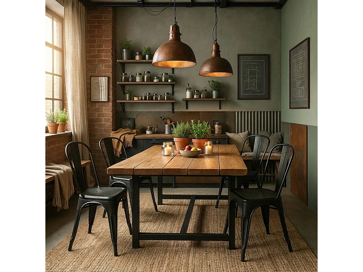 20 sillas diseño industrial metal vintage shabby chic estilo steel old - Negro